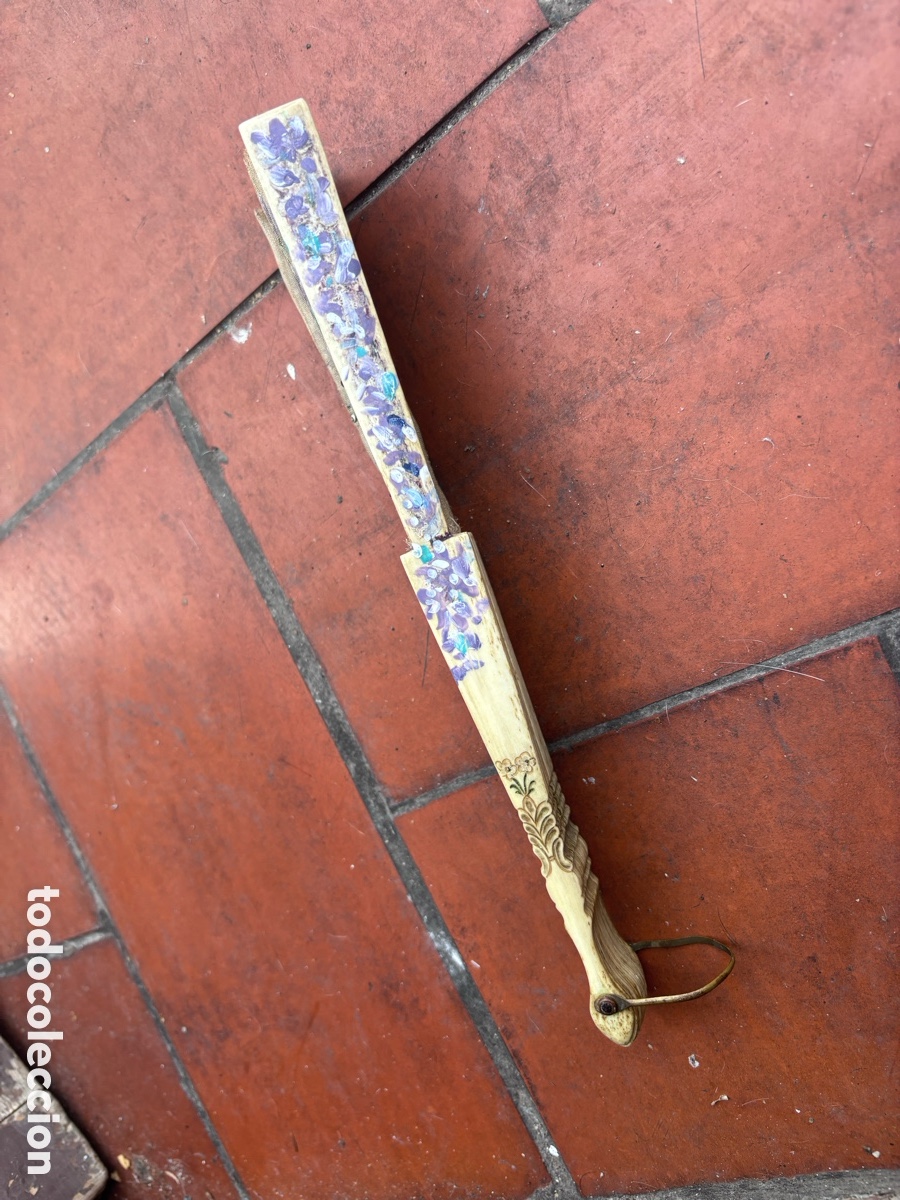 Antig&uuml;edades: ABANICO ANTIGUO PINTADO A MANO - Foto 3