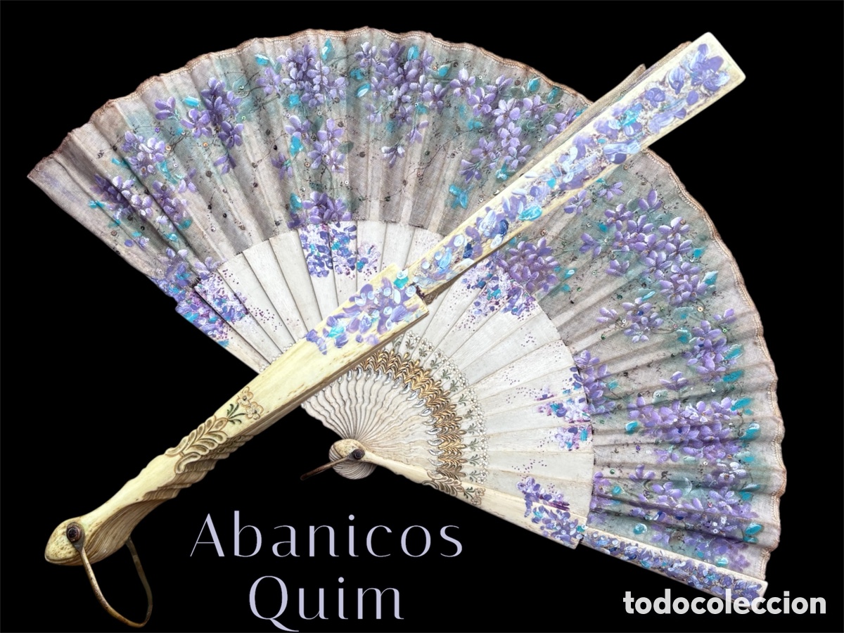 Antig&uuml;edades: ABANICO ANTIGUO PINTADO A MANO - Foto 1