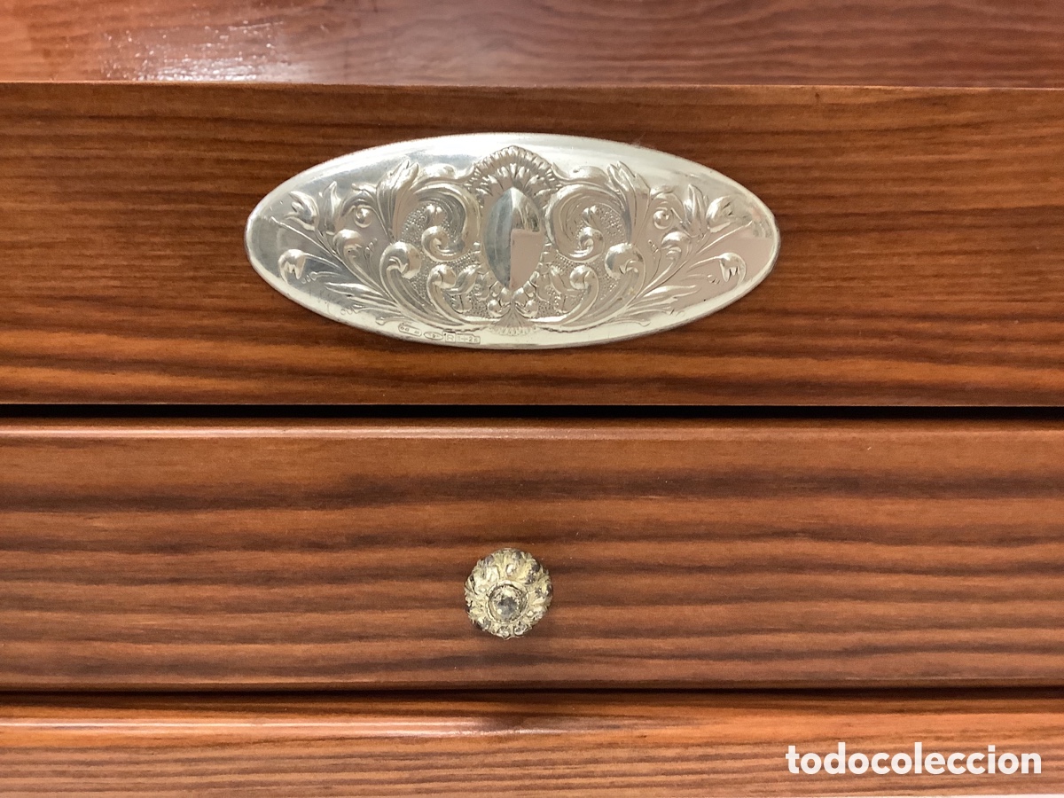 Antig&uuml;edades: Caja joyero en madera y plata de ley - Foto 3