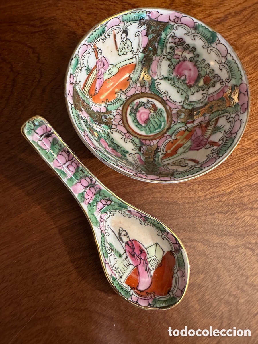 Antig&uuml;edades: Cuenco + cuchara porcelana MACAO - Foto 2