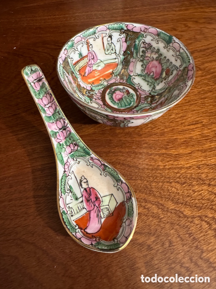 Antig&uuml;edades: Cuenco + cuchara porcelana MACAO - Foto 1