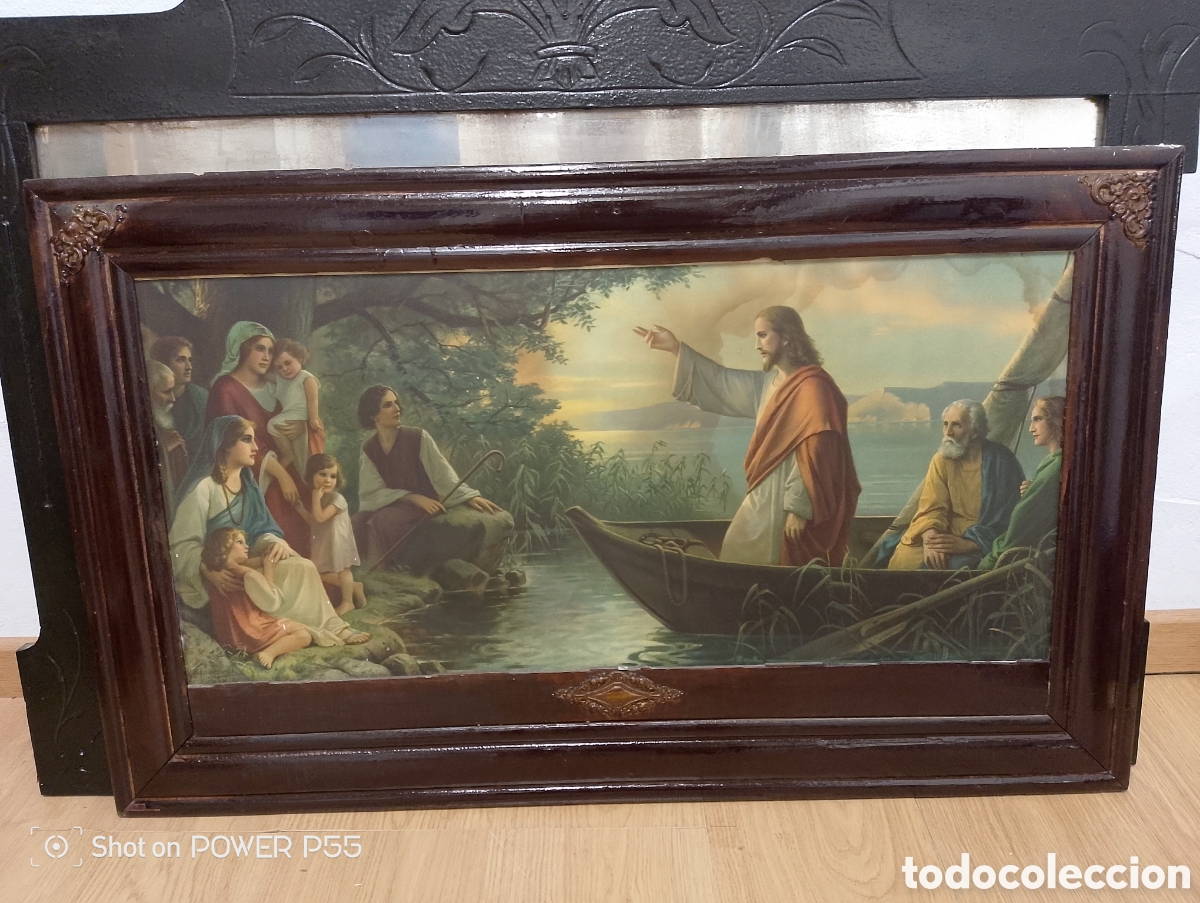 Antig&uuml;edades: Cuadro Jesucristo en barca - Foto 1
