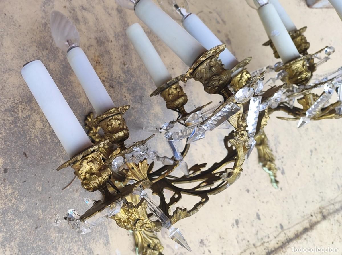 Antig&uuml;edades: Pareja de apliques de pared en bronce con 5 luces - Foto 13