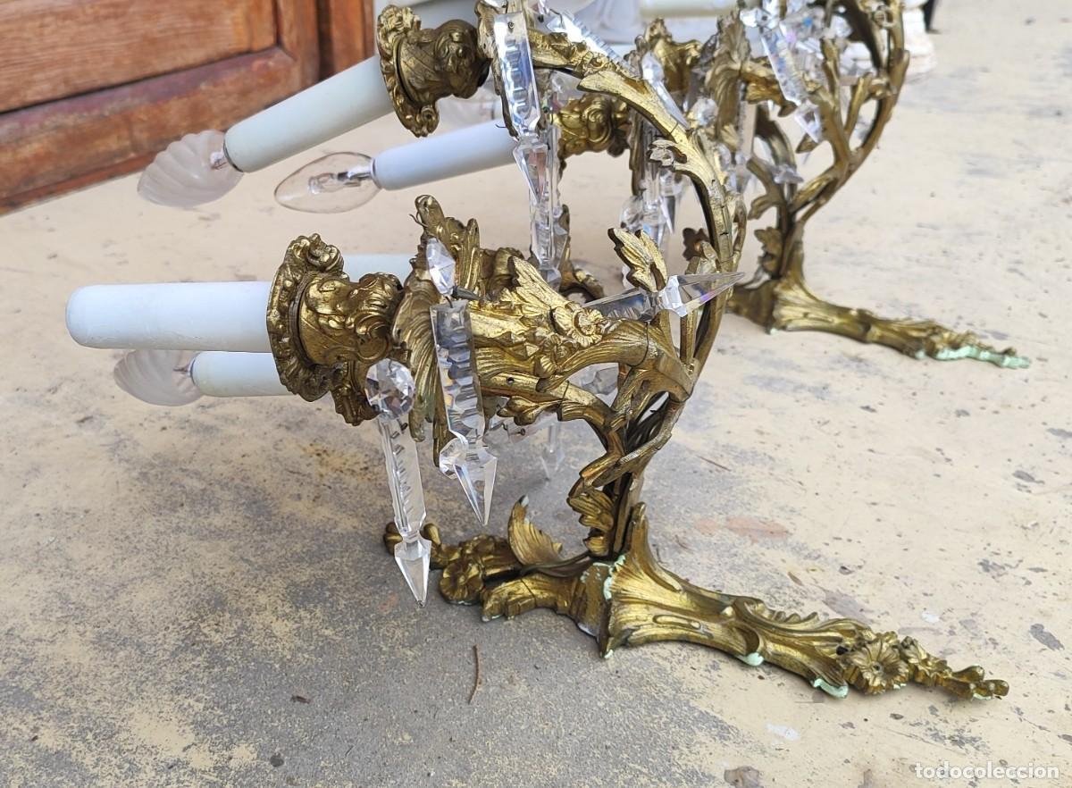 Antig&uuml;edades: Pareja de apliques de pared en bronce con 5 luces - Foto 14