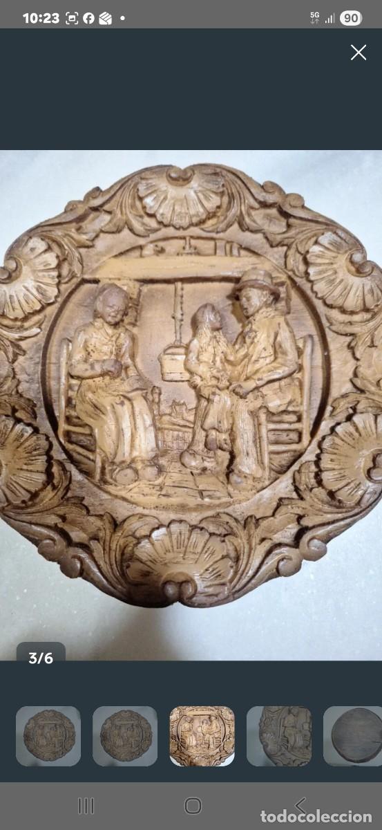 Antig&uuml;edades: C51 - plato de madera tallado a mano. - Foto 1