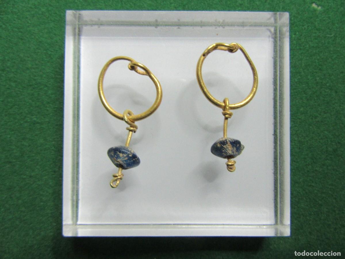 Antig&uuml;edades: Pendientes romanos de oro y vidrio - Foto 1