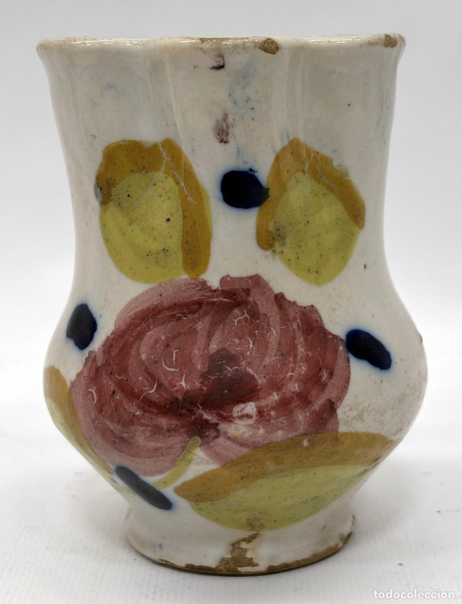 Oggetti Antichi: JARRA DE CER&Aacute;MICA ARTESANAL PINTADA A MANO CON MOTIVO FLORAL VINTAGE