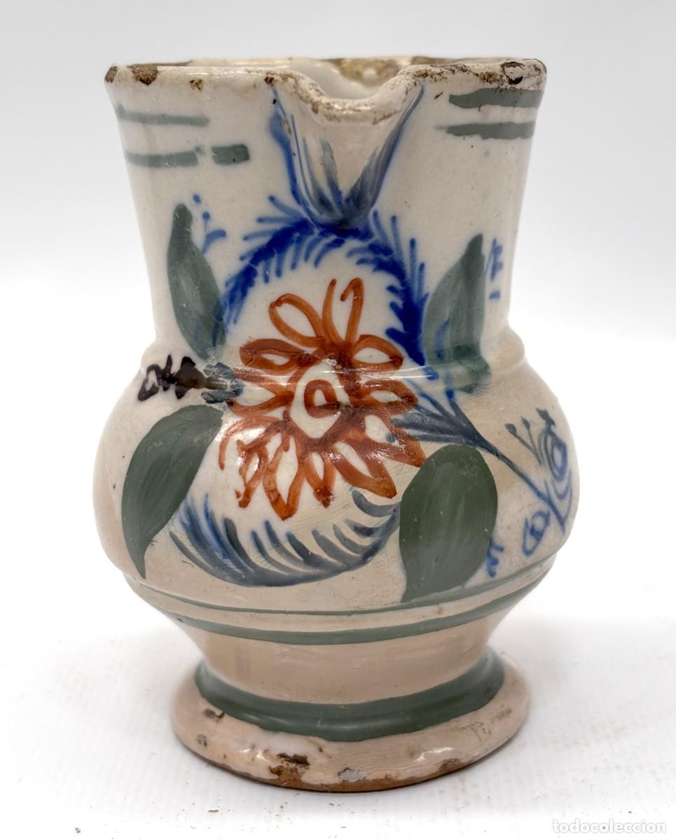 Antig&uuml;edades: JARRA DE CER&Aacute;MICA ARTESANAL ANTIGUA PINTADA A MANO CON DECORACI&Oacute;N FLORAL