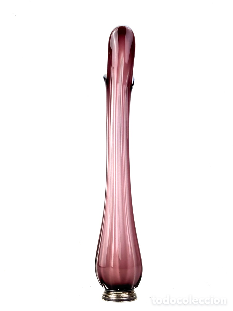 Antig&uuml;edades: JARR&Oacute;N DE CRISTAL DE MURANO CON BASE DE PLATA - 39 CM - Foto 2