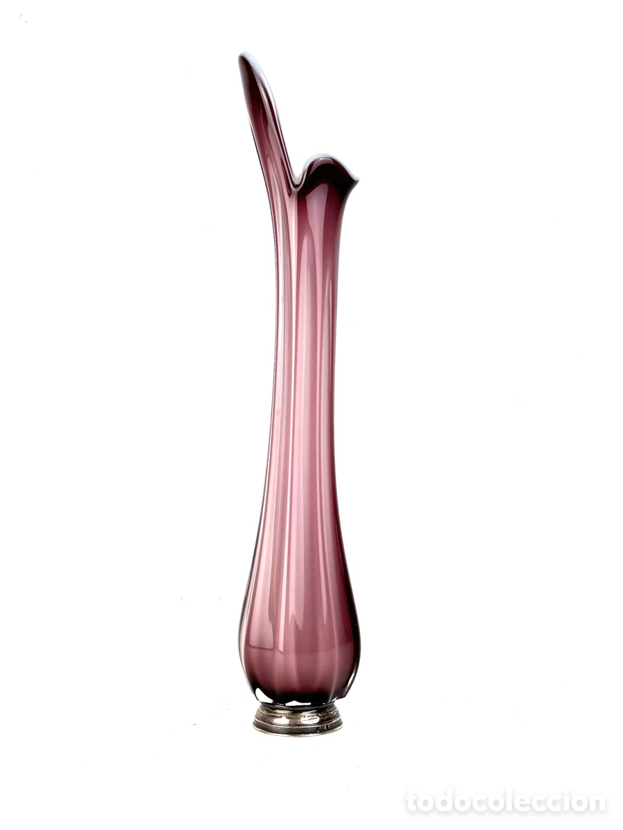 Antig&uuml;edades: JARR&Oacute;N DE CRISTAL DE MURANO CON BASE DE PLATA - 39 CM - Foto 3