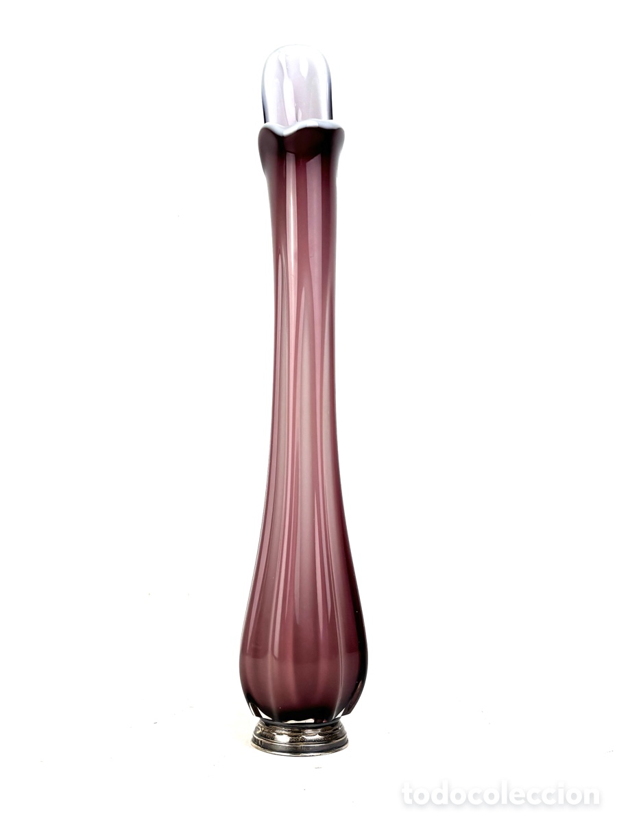 Antig&uuml;edades: JARR&Oacute;N DE CRISTAL DE MURANO CON BASE DE PLATA - 39 CM - Foto 4