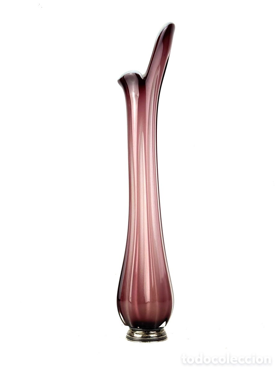 Antig&uuml;edades: JARR&Oacute;N DE CRISTAL DE MURANO CON BASE DE PLATA - 39 CM - Foto 1
