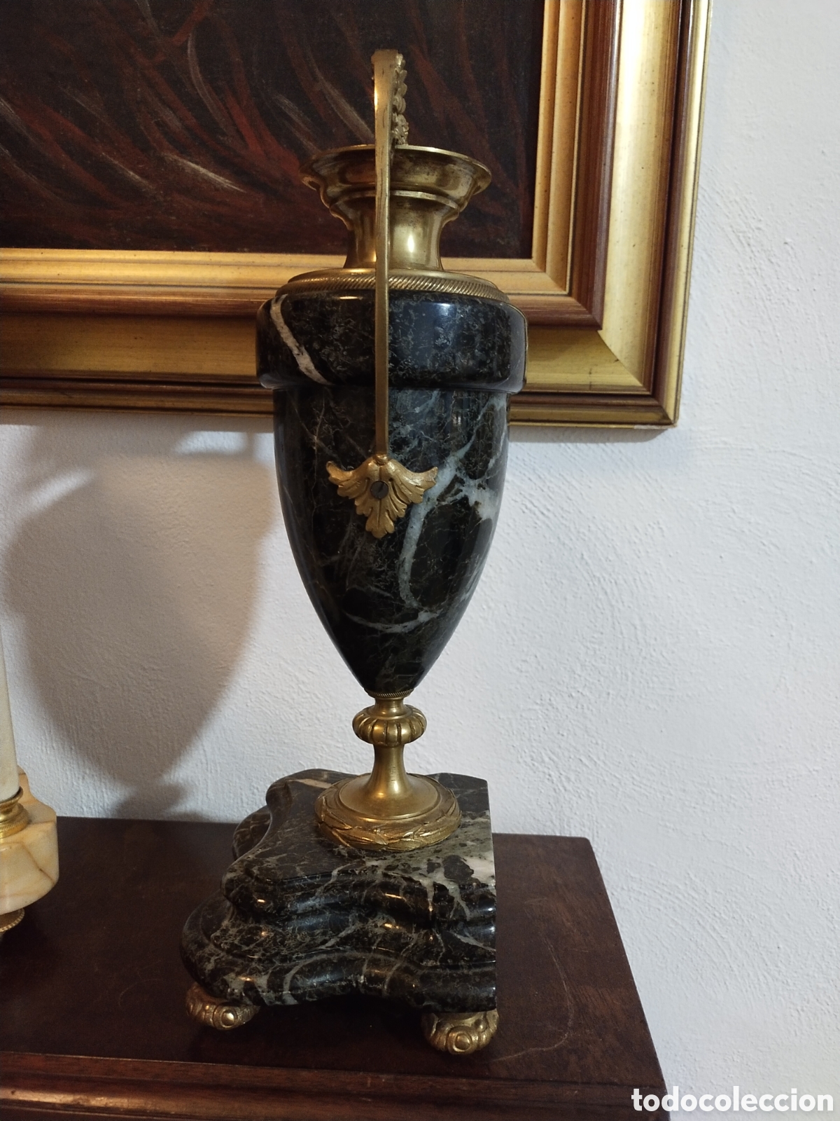 Antig&uuml;edades: Antigua pareja de copas m&aacute;rmol y bronce - Foto 6