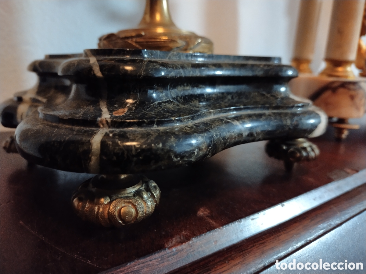 Antig&uuml;edades: Antigua pareja de copas m&aacute;rmol y bronce - Foto 7