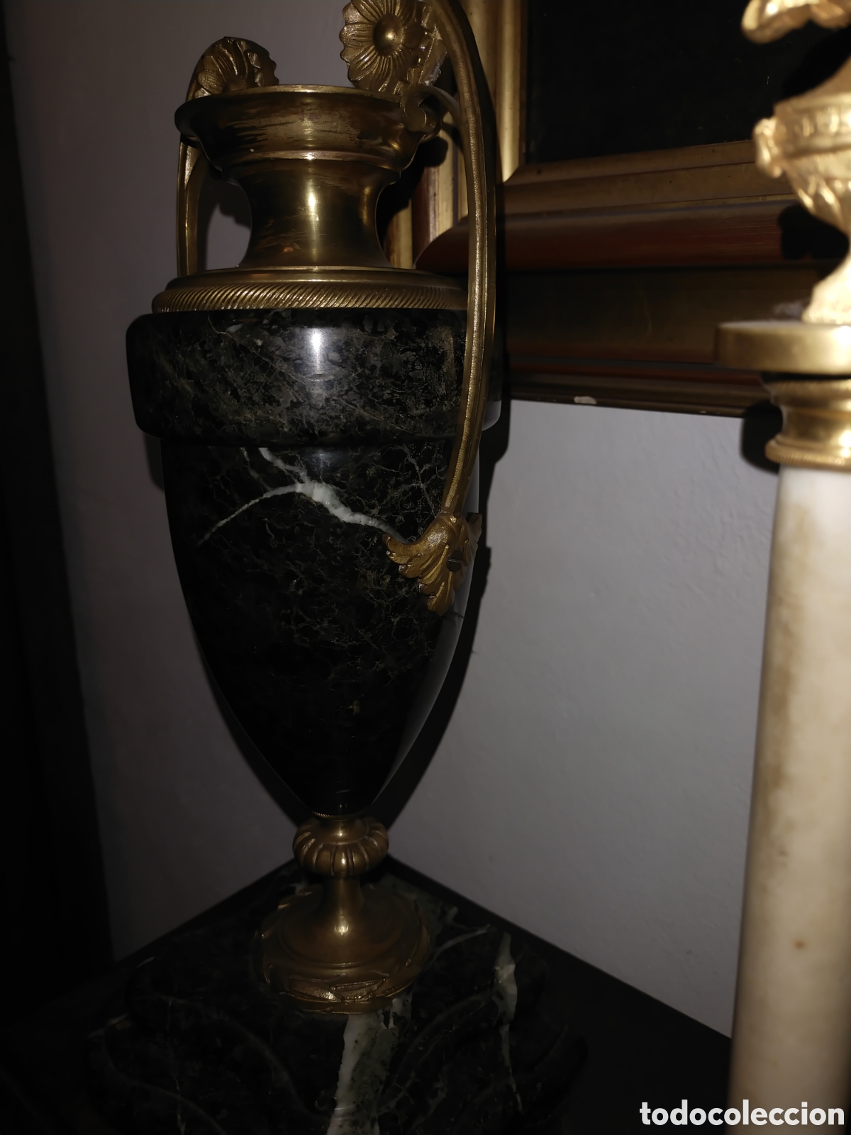 Antig&uuml;edades: Antigua pareja de copas m&aacute;rmol y bronce - Foto 10