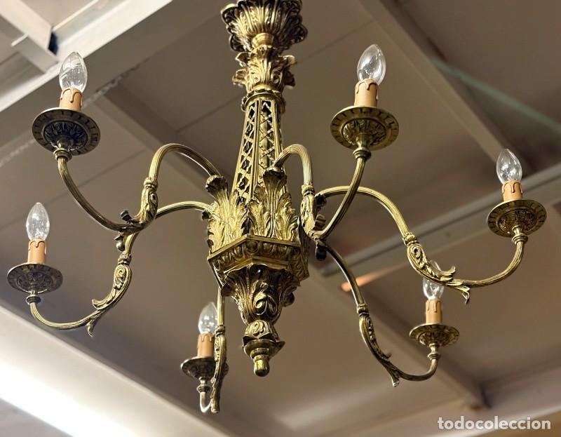 Antig&uuml;edades: L&aacute;mpara Ara&ntilde;a de Bronce - Foto 7