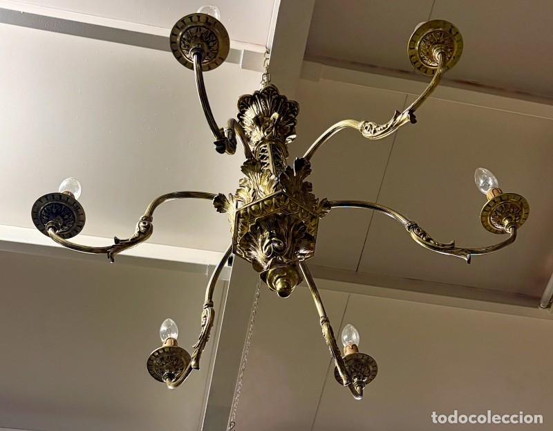 Antig&uuml;edades: L&aacute;mpara Ara&ntilde;a de Bronce - Foto 8