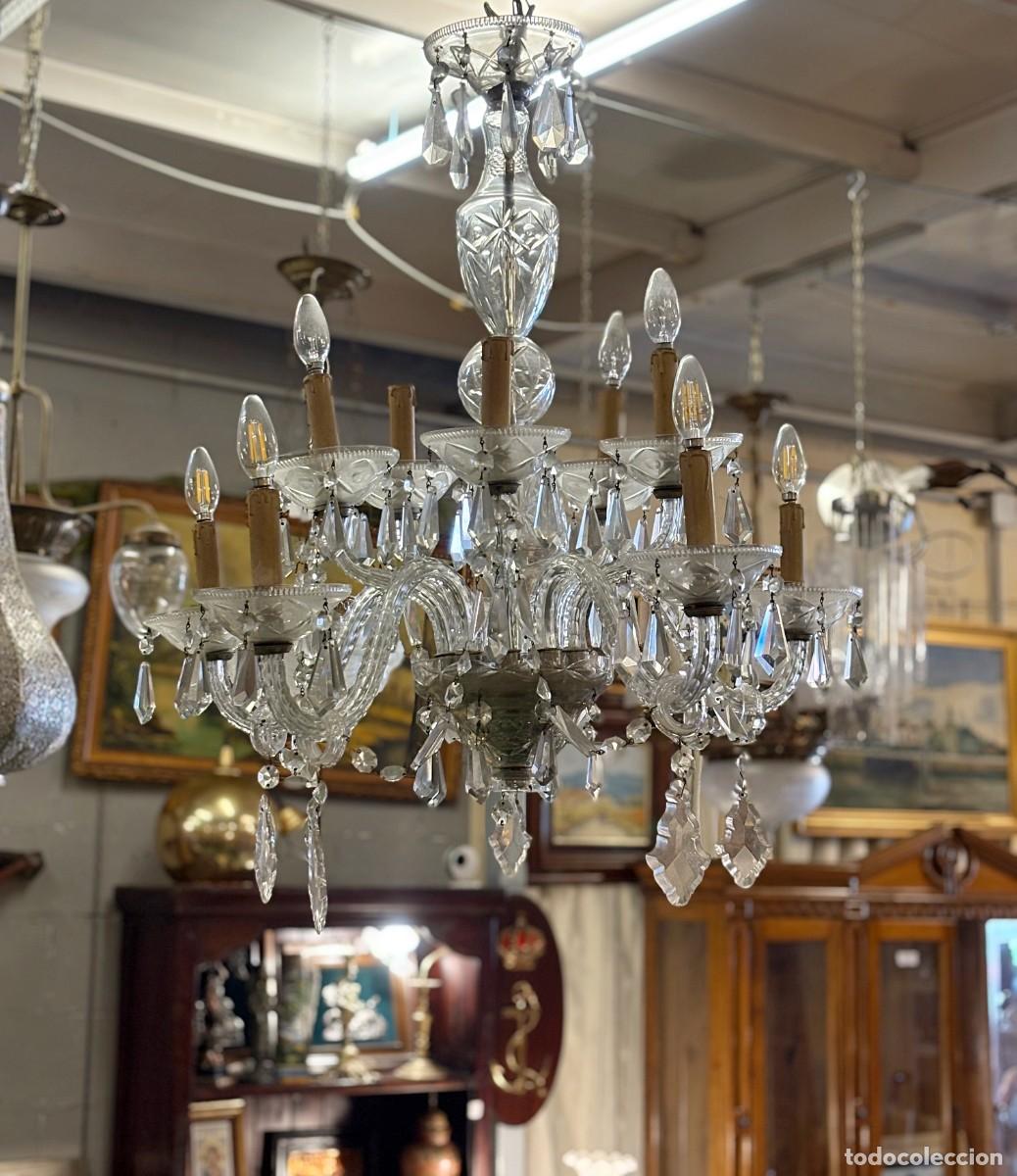Antig&uuml;edades: L&aacute;mpara de Techo de Cristal - Foto 3