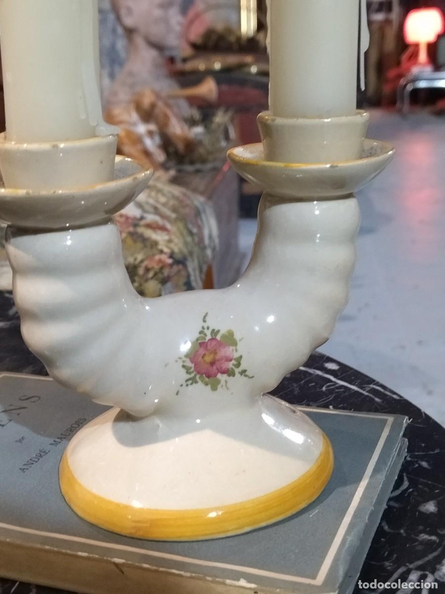 Antig&uuml;edades: Candelabro de cer&aacute;mica vintage - Foto 2