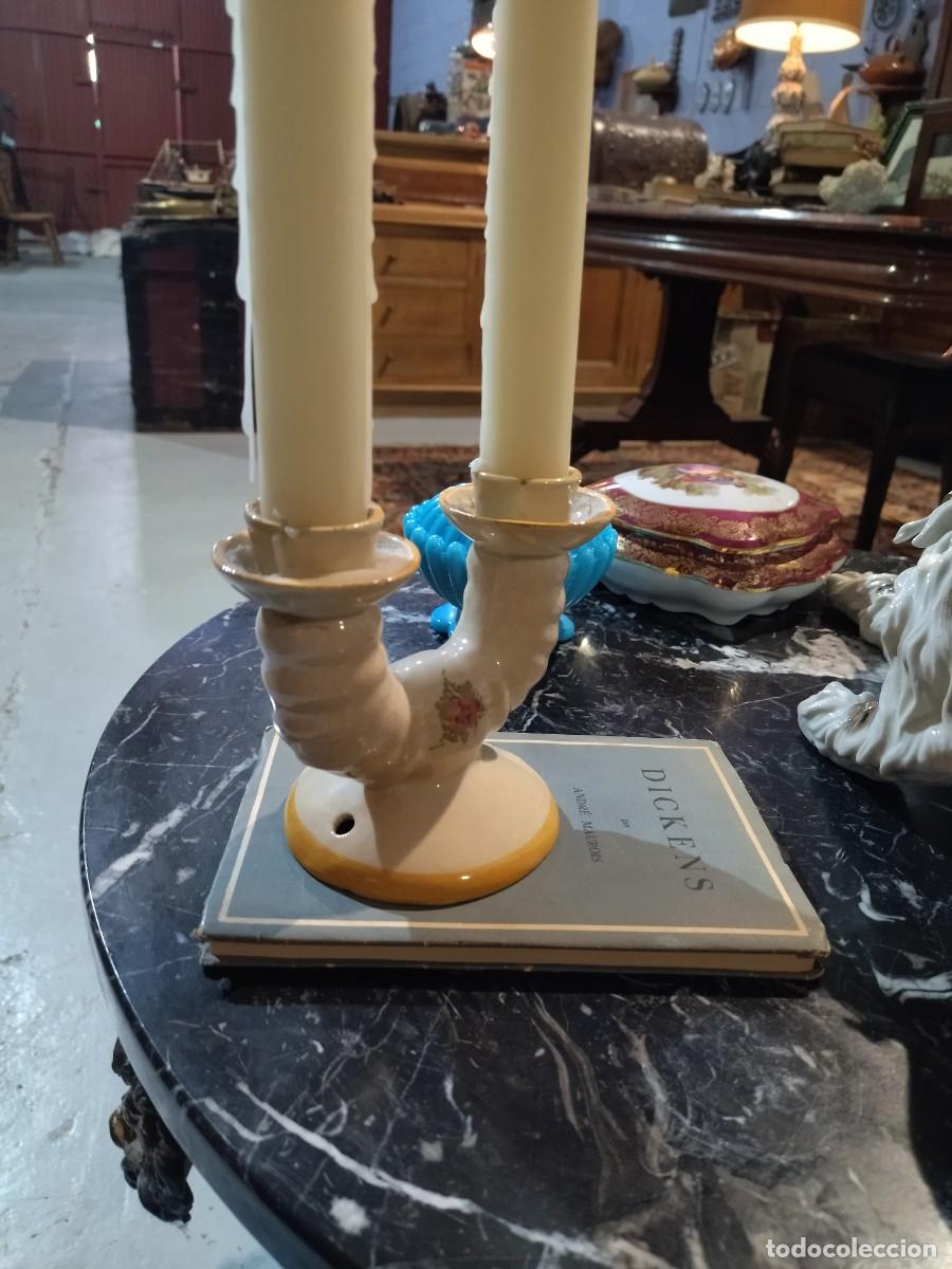 Antig&uuml;edades: Candelabro de cer&aacute;mica vintage - Foto 5