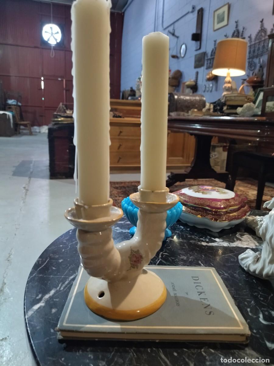 Antig&uuml;edades: Candelabro de cer&aacute;mica vintage - Foto 6