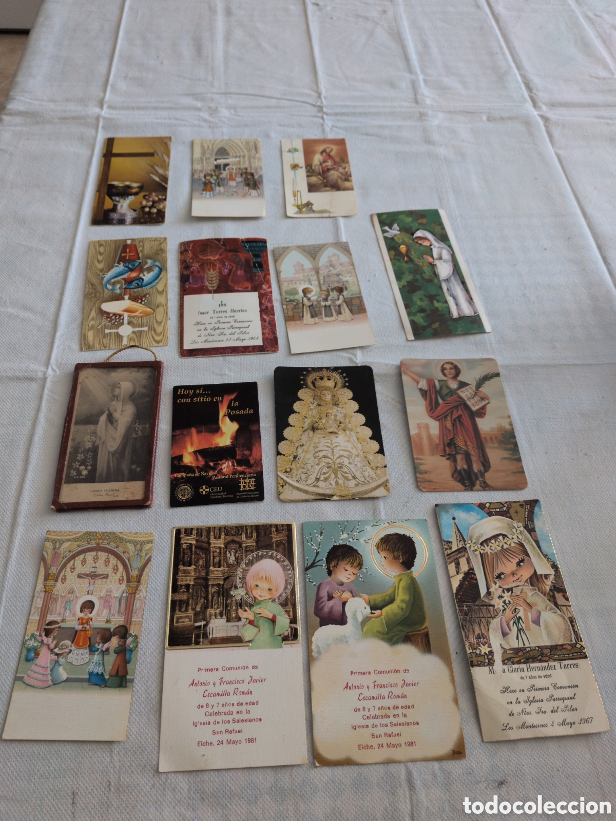Antig&uuml;edades: Lote de 15 estampitas y calendarios religiosos - Foto 1
