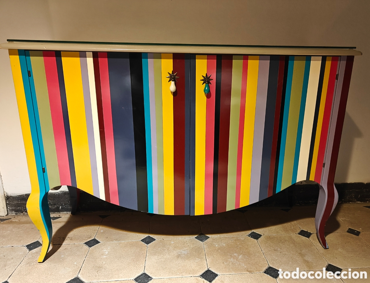 Antig&uuml;edades: Aparador multicolor madera con dos estantes - Foto 1