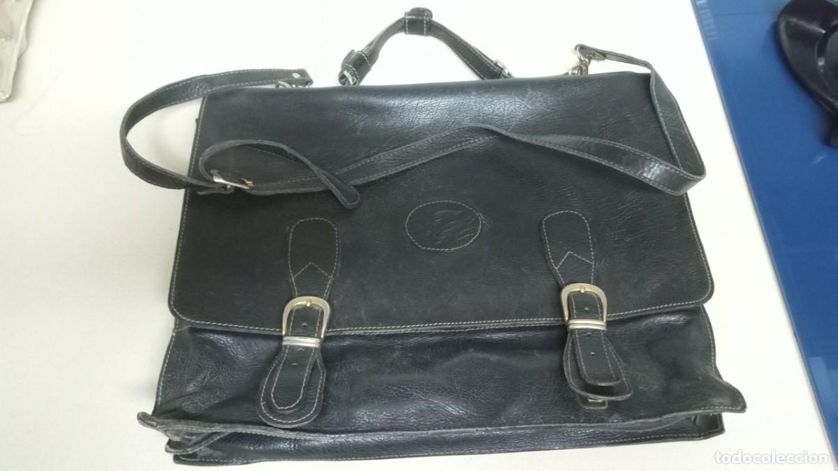 Antig&uuml;edades: Bolso de cuero, antiguo - Foto 1