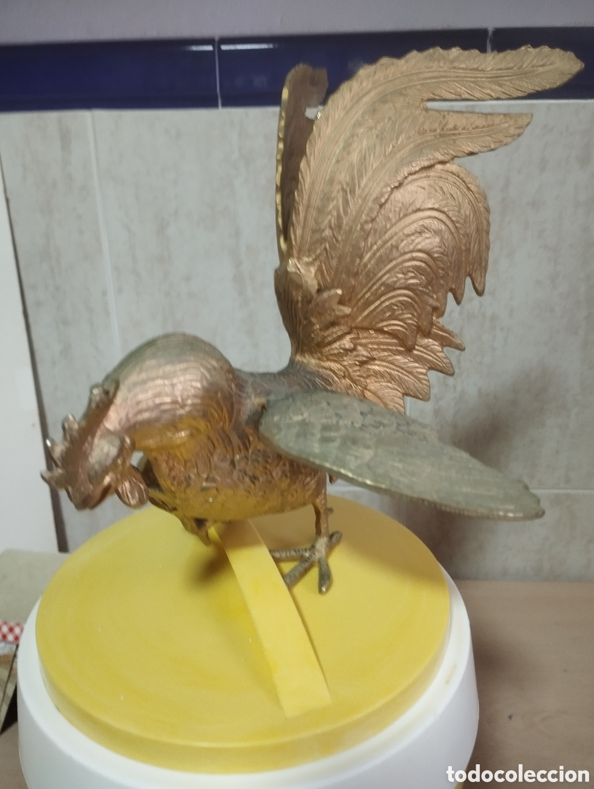 Antig&uuml;edades: GALLO DORADO BRONCE ANTIGUO - Foto 2