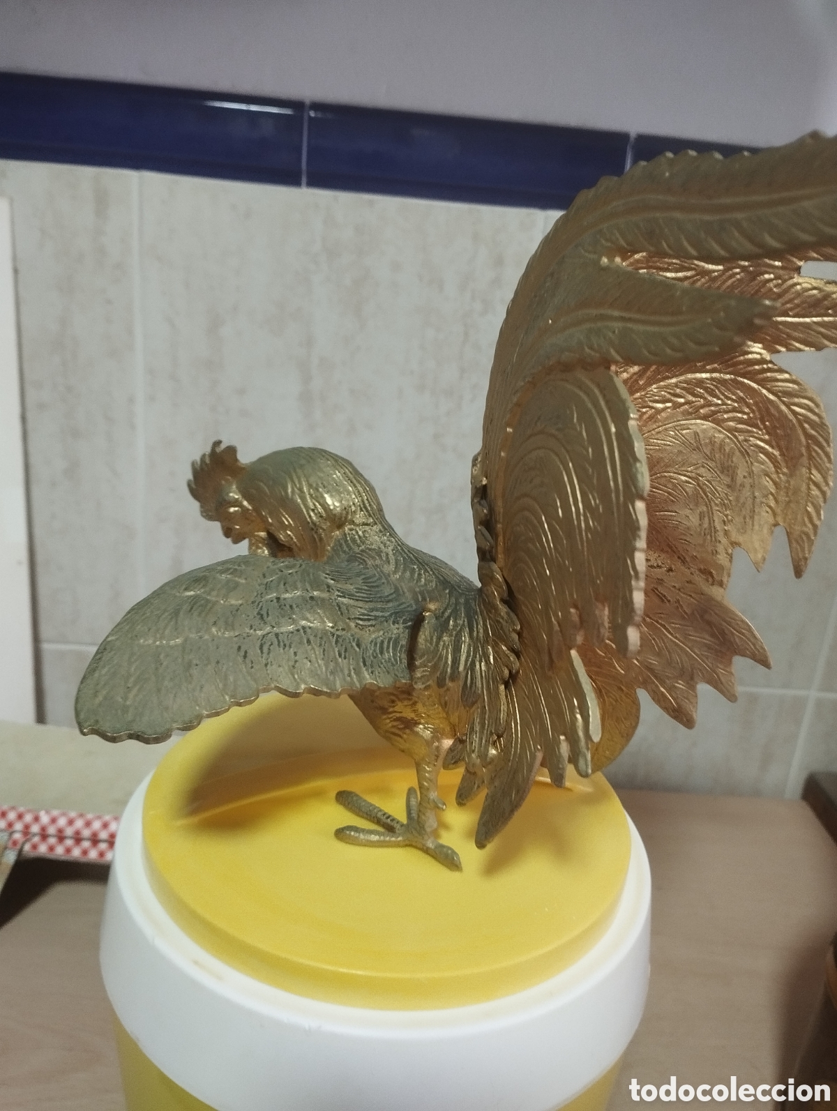 Antig&uuml;edades: GALLO DORADO BRONCE ANTIGUO - Foto 3
