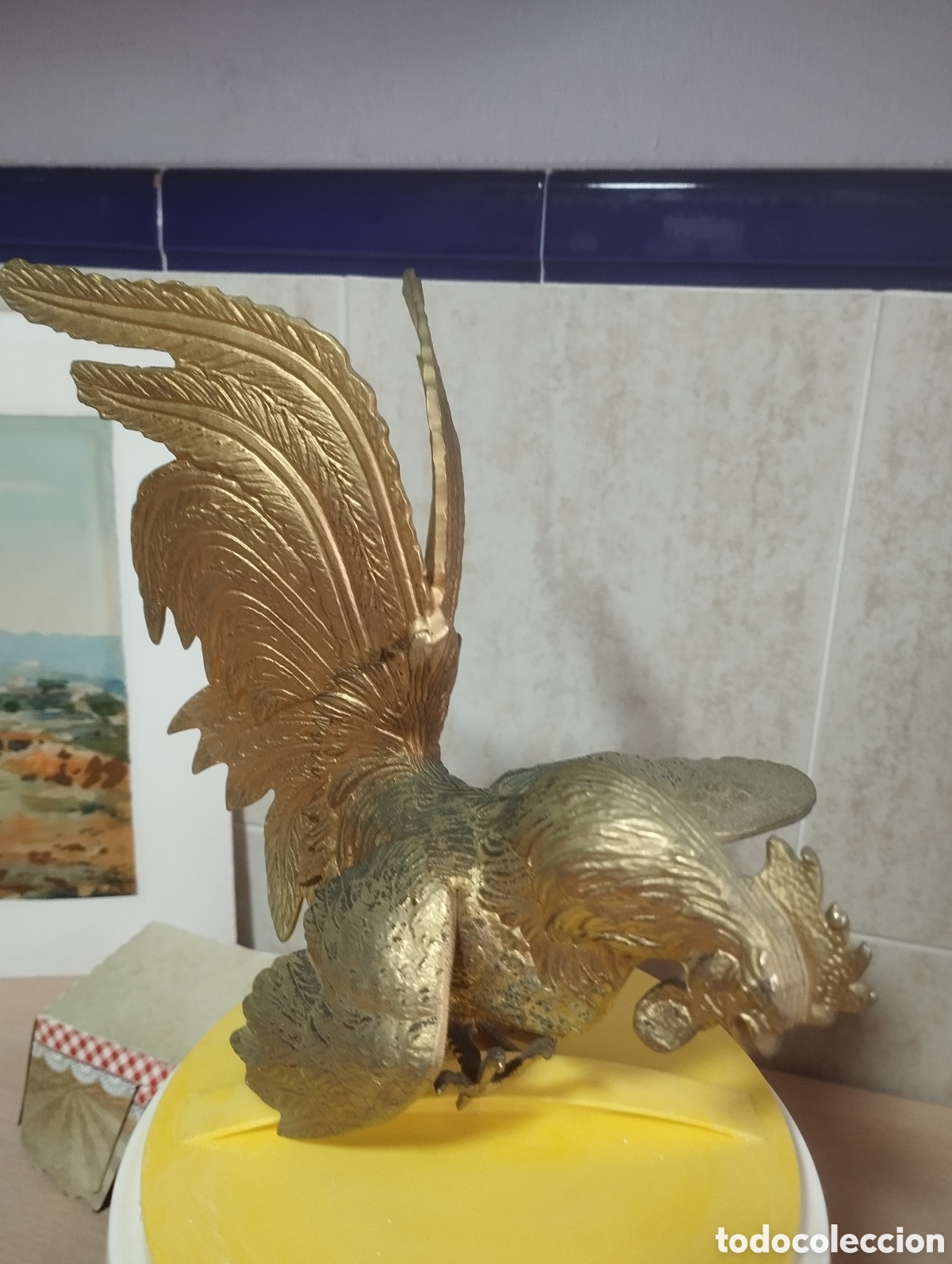 Antig&uuml;edades: GALLO DORADO BRONCE ANTIGUO - Foto 1