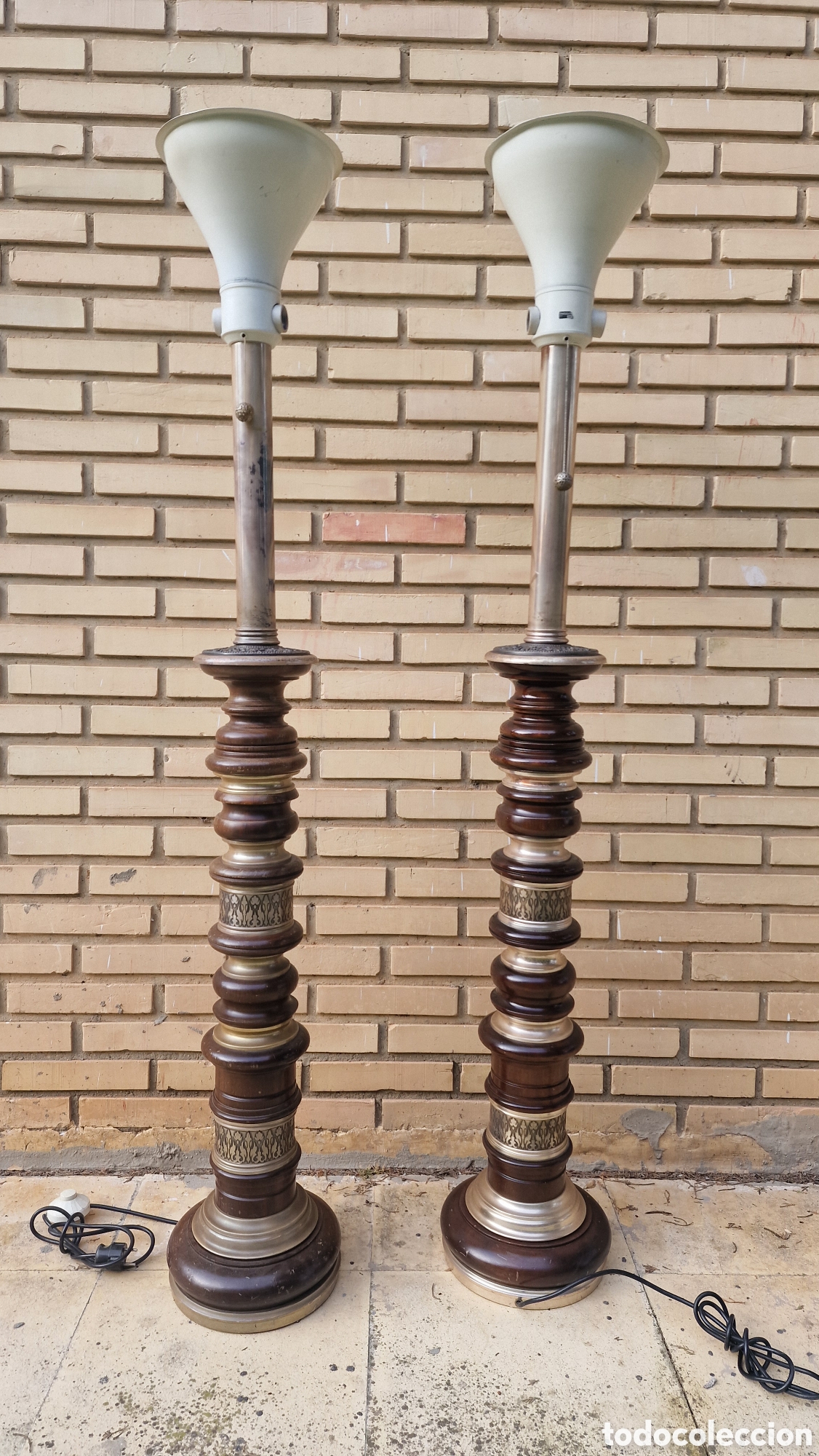 Antiguidades: Pareja de l&aacute;mparas Metalarte de pie para 3 bombillas cada una