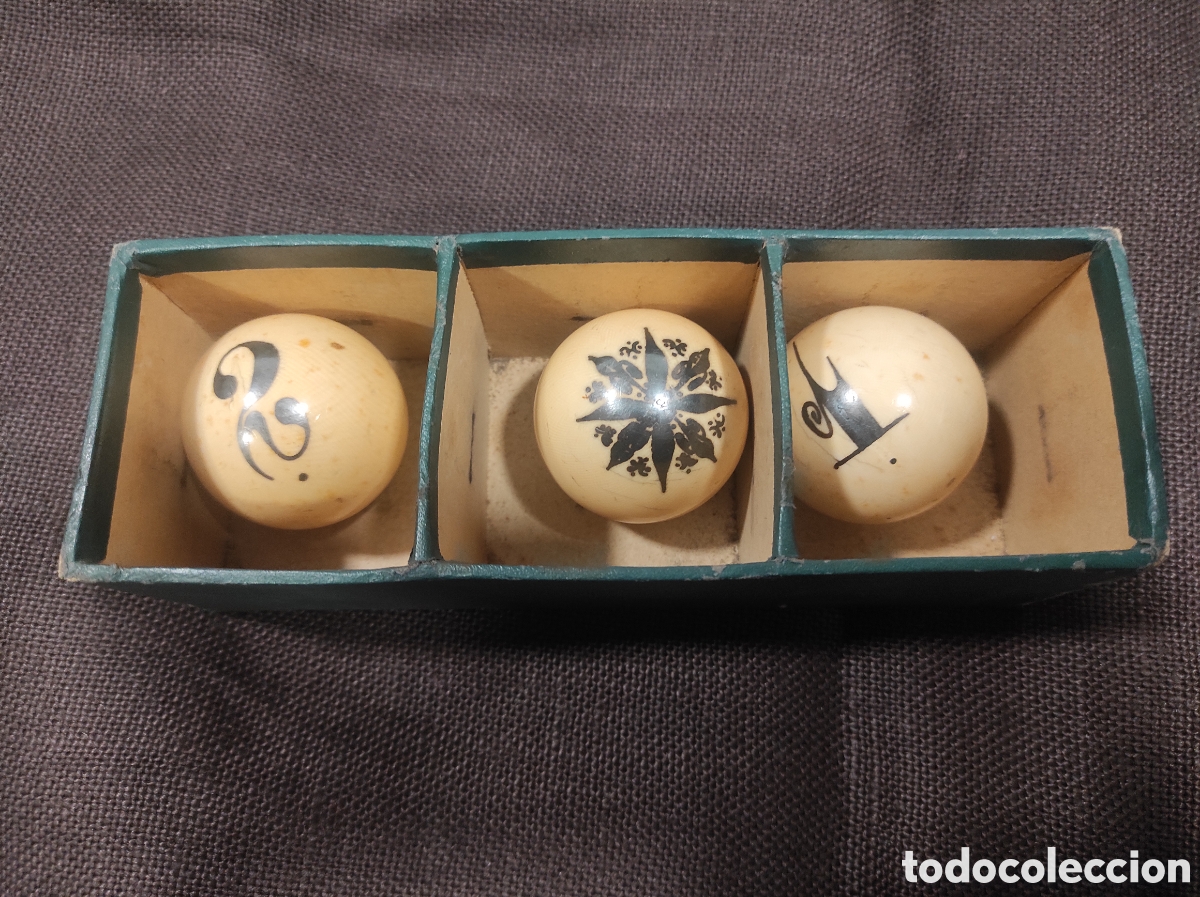 Antig&uuml;edades: Bolas billar s. XIX, marfil, en su caja. - Foto 2