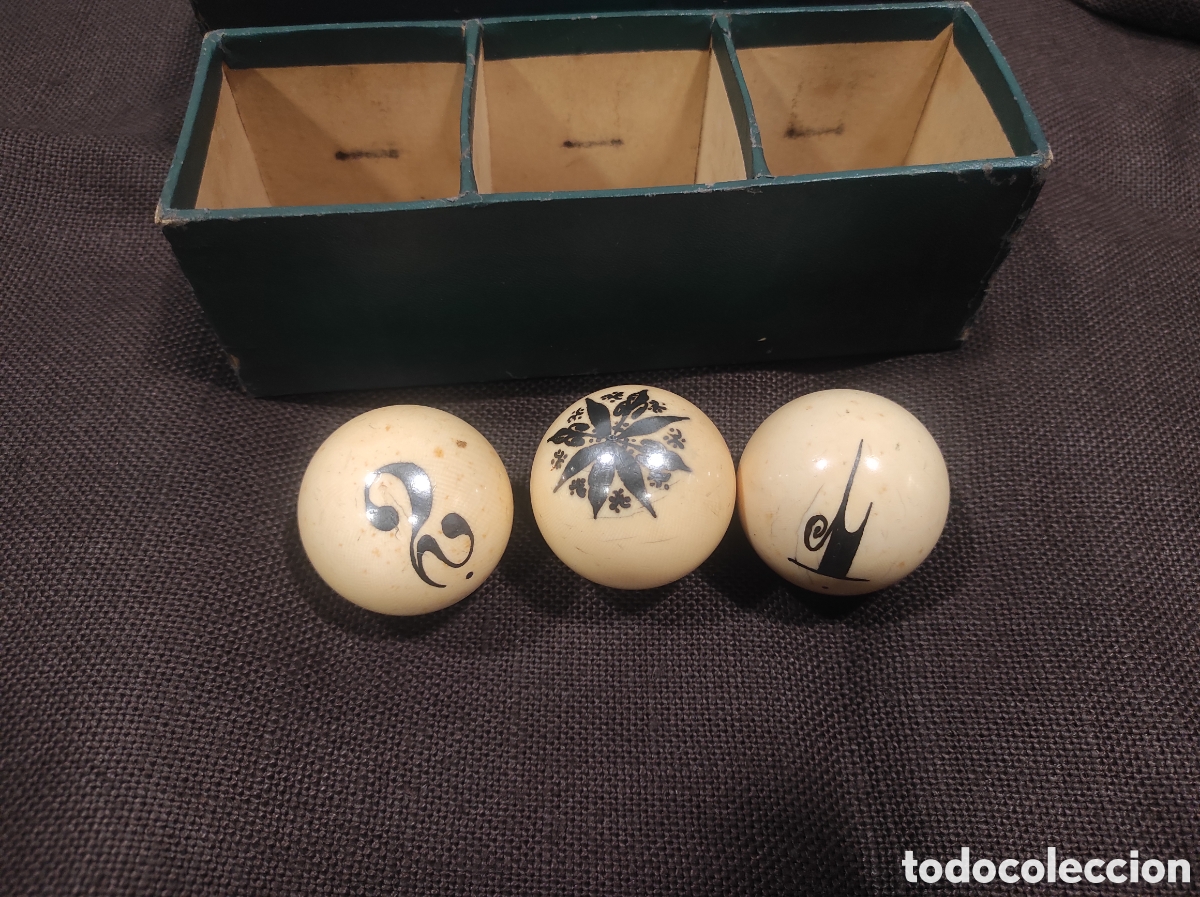 Antig&uuml;edades: Bolas billar s. XIX, marfil, en su caja. - Foto 3