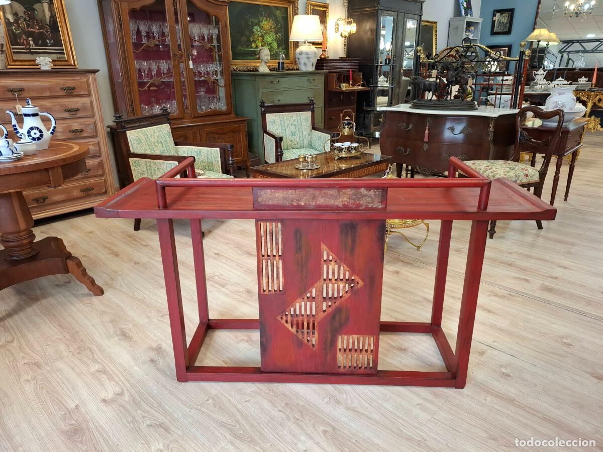 Antig&uuml;edades: Consola estilo oriental rojo chinesco - Foto 2