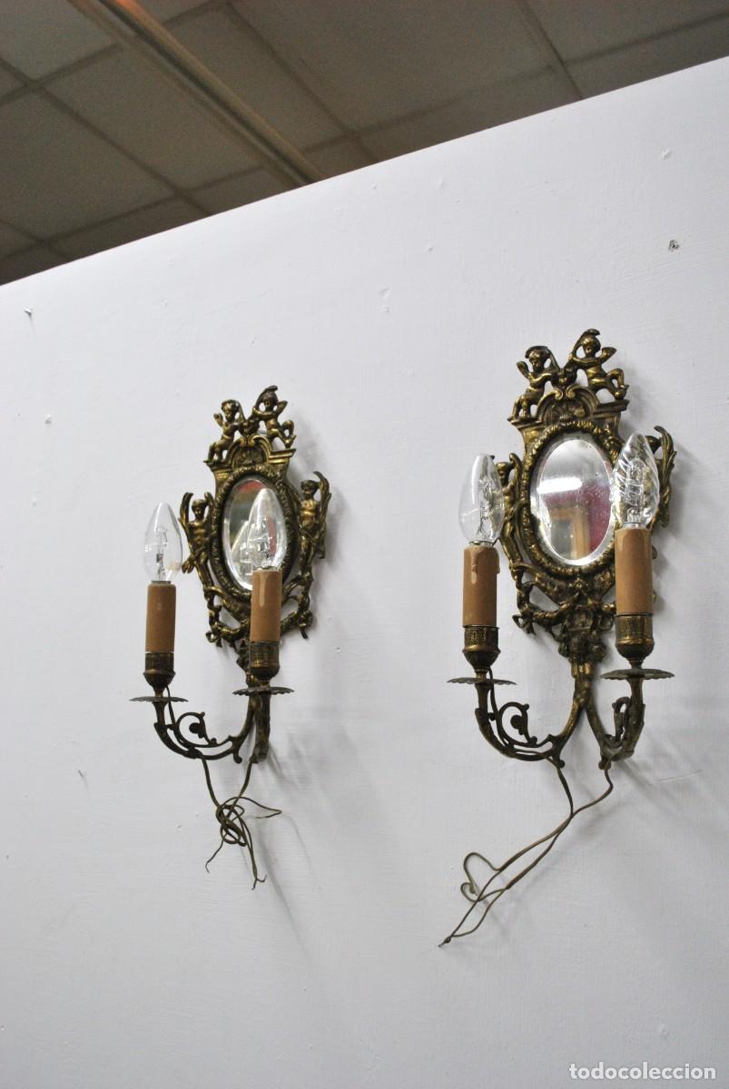 Antig&uuml;edades: APLIQUES DE BRONCE QUERUBINES LUIS XVI - Foto 3