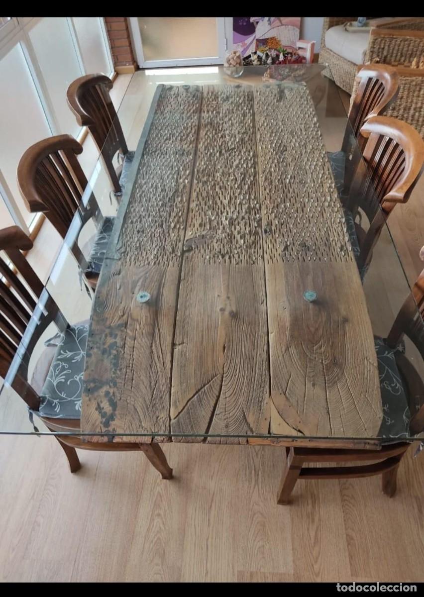 Antig&uuml;edades: mesa de cristal de rastrillo - Foto 1