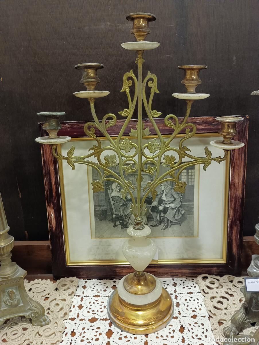 Antig&uuml;edades: CANDELABRO DE 5 VELAS LAT&Oacute;N - Foto 1