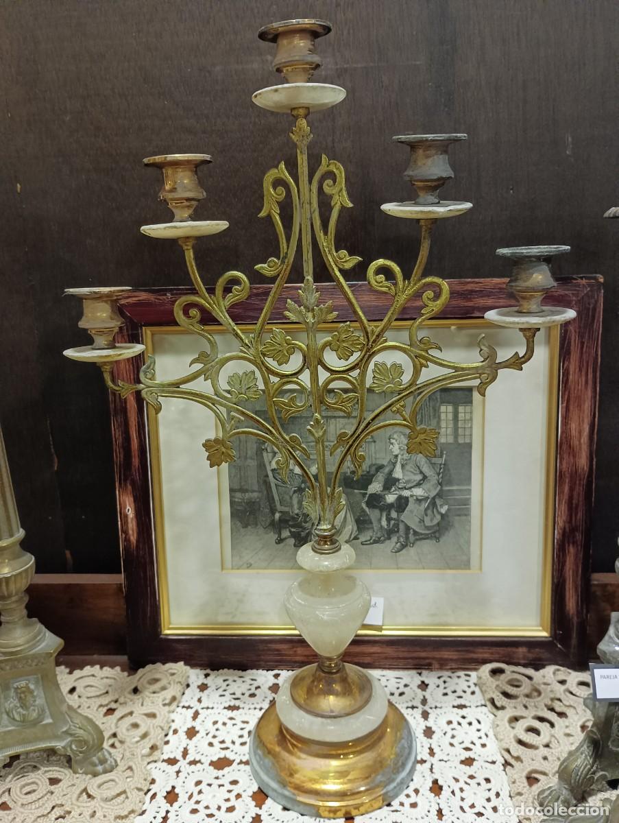 Antig&uuml;edades: CANDELABRO DE 5 VELAS LAT&Oacute;N - Foto 2