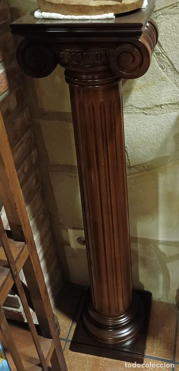 Antig&uuml;edades: PEDESTAL COLUMNA DE MADERA TALLADA - Foto 2