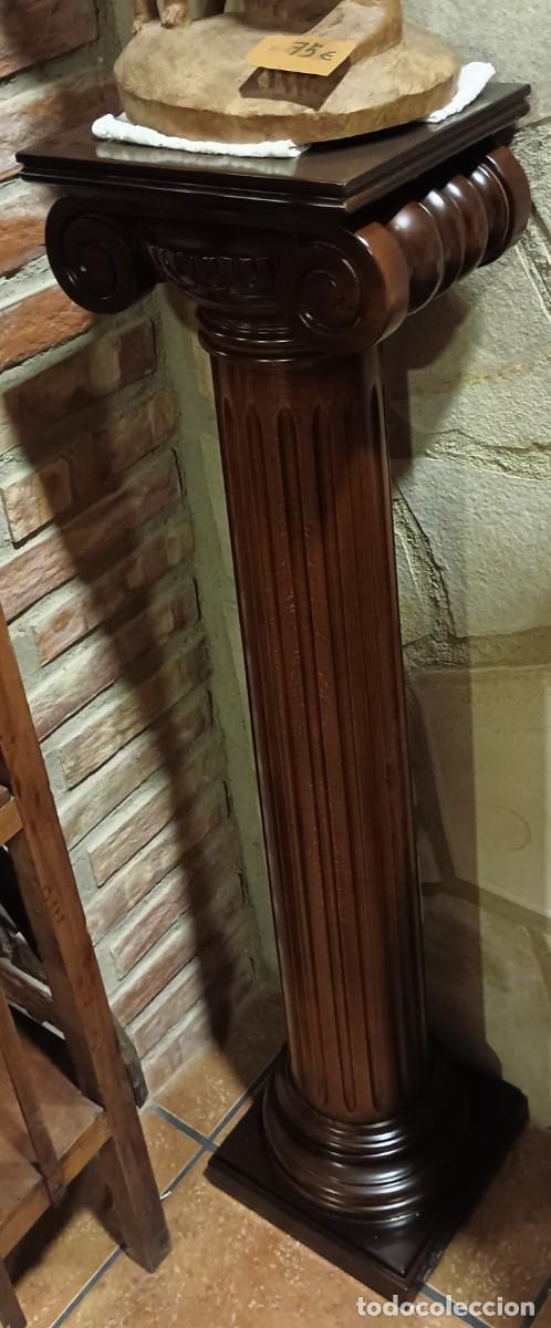 Antig&uuml;edades: PEDESTAL COLUMNA DE MADERA TALLADA - Foto 3