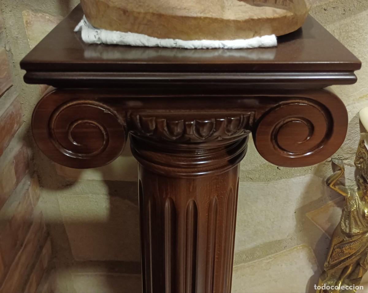 Antig&uuml;edades: PEDESTAL COLUMNA DE MADERA TALLADA - Foto 4