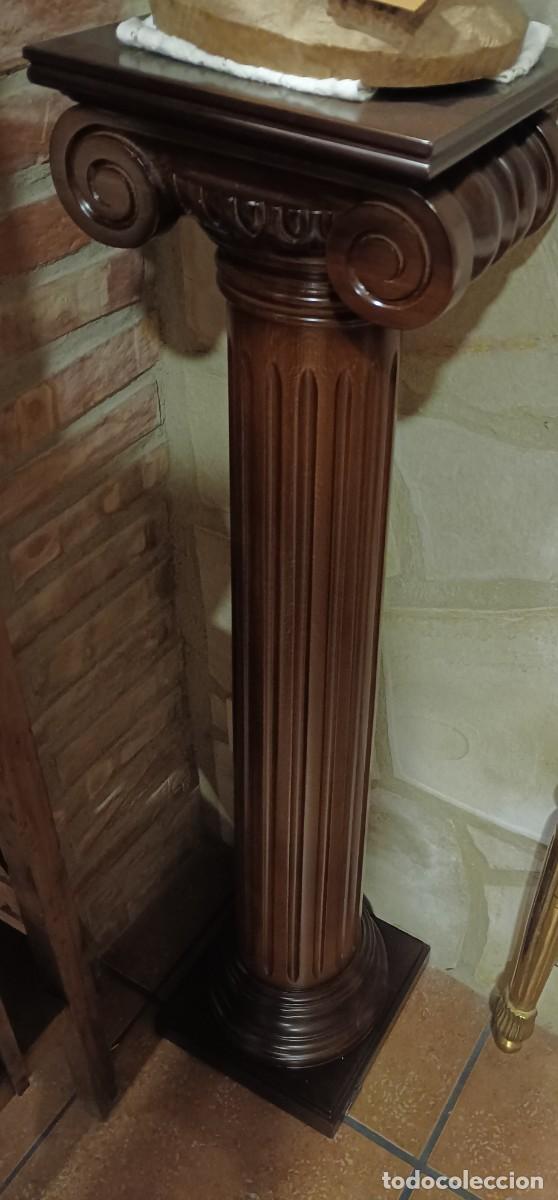 Antig&uuml;edades: PEDESTAL COLUMNA DE MADERA TALLADA - Foto 5