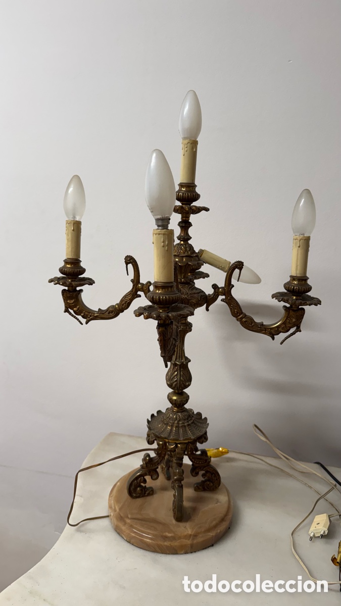 Antig&uuml;edades: L&Aacute;MPARA CANDELABRO ANTIGUA DE BRONCE &ndash; 5 LUCES - Foto 1