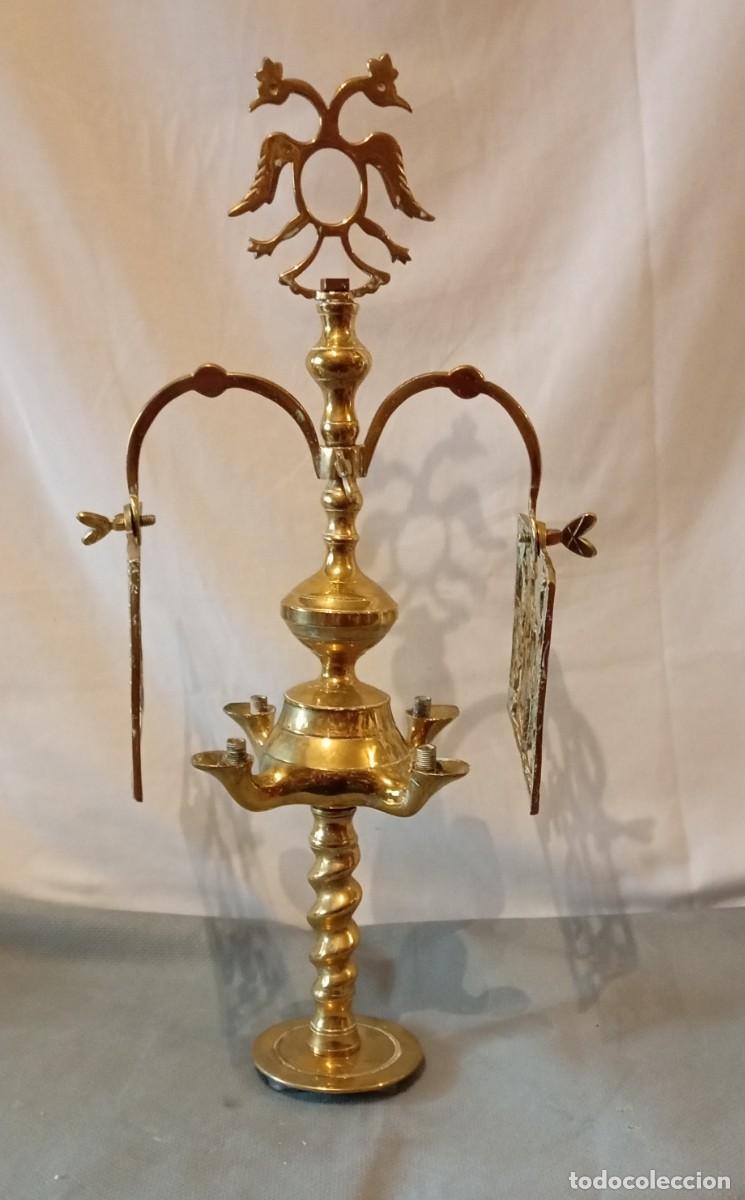 Antig&uuml;edades: L&aacute;mpara de aceite antigua de bronce - Foto 1
