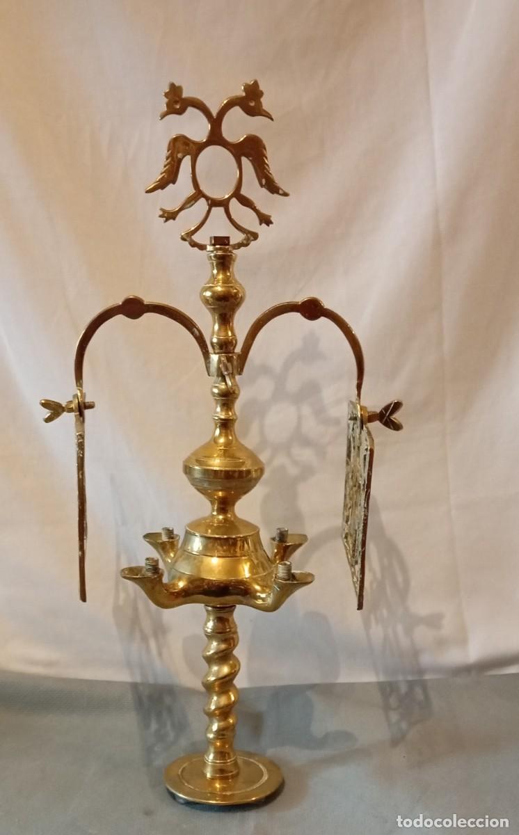 Antig&uuml;edades: L&aacute;mpara de aceite antigua de bronce - Foto 2
