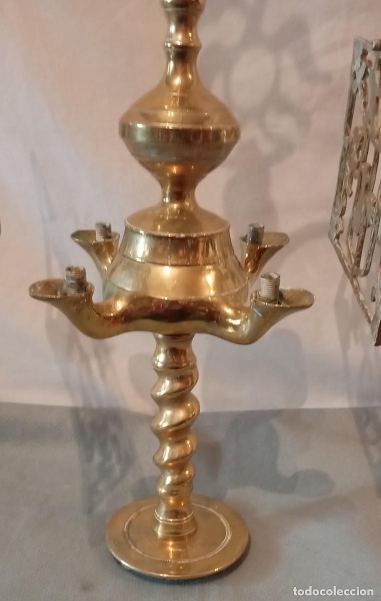 Antig&uuml;edades: L&aacute;mpara de aceite antigua de bronce - Foto 3