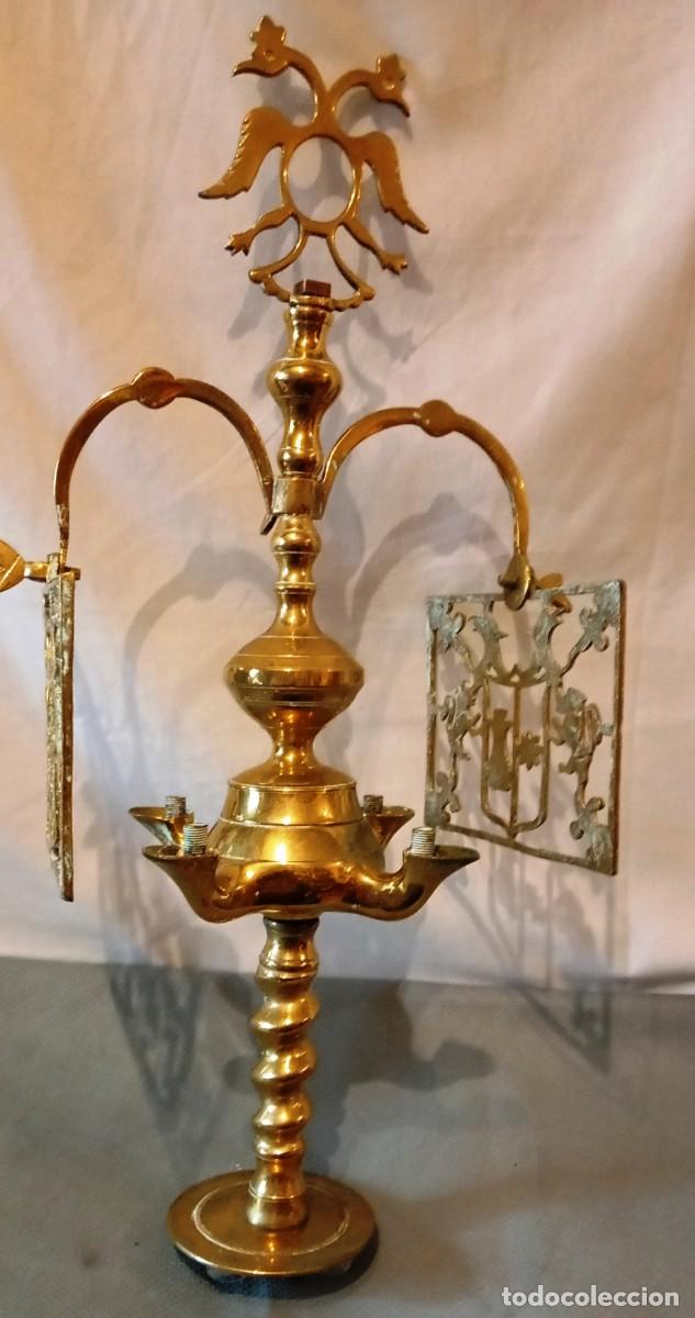 Antig&uuml;edades: L&aacute;mpara de aceite antigua de bronce - Foto 8