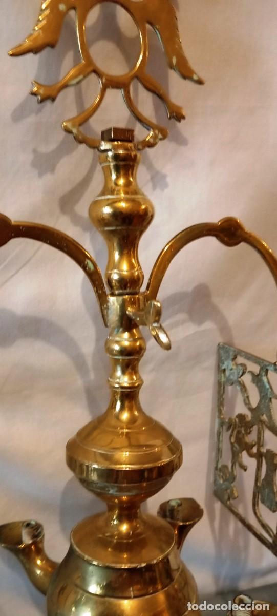 Antig&uuml;edades: L&aacute;mpara de aceite antigua de bronce - Foto 10