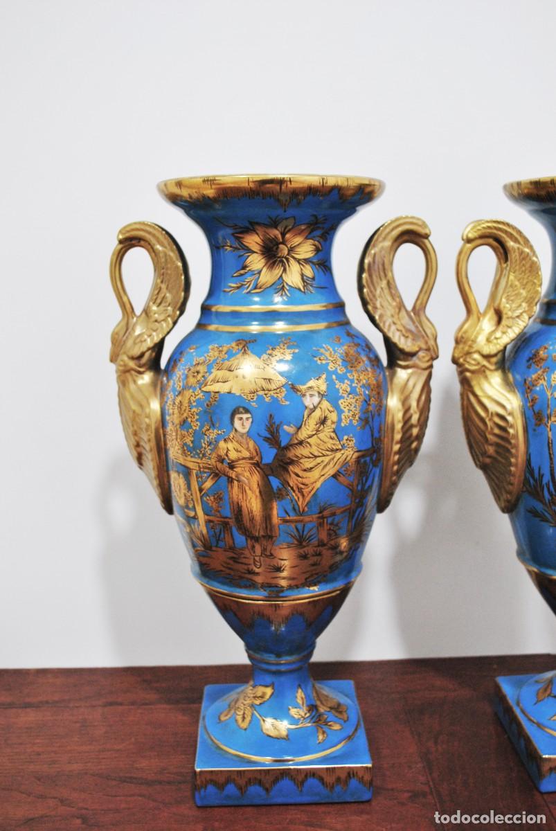 Antig&uuml;edades: JARRONES DE PORCELANA AZUL - Foto 3